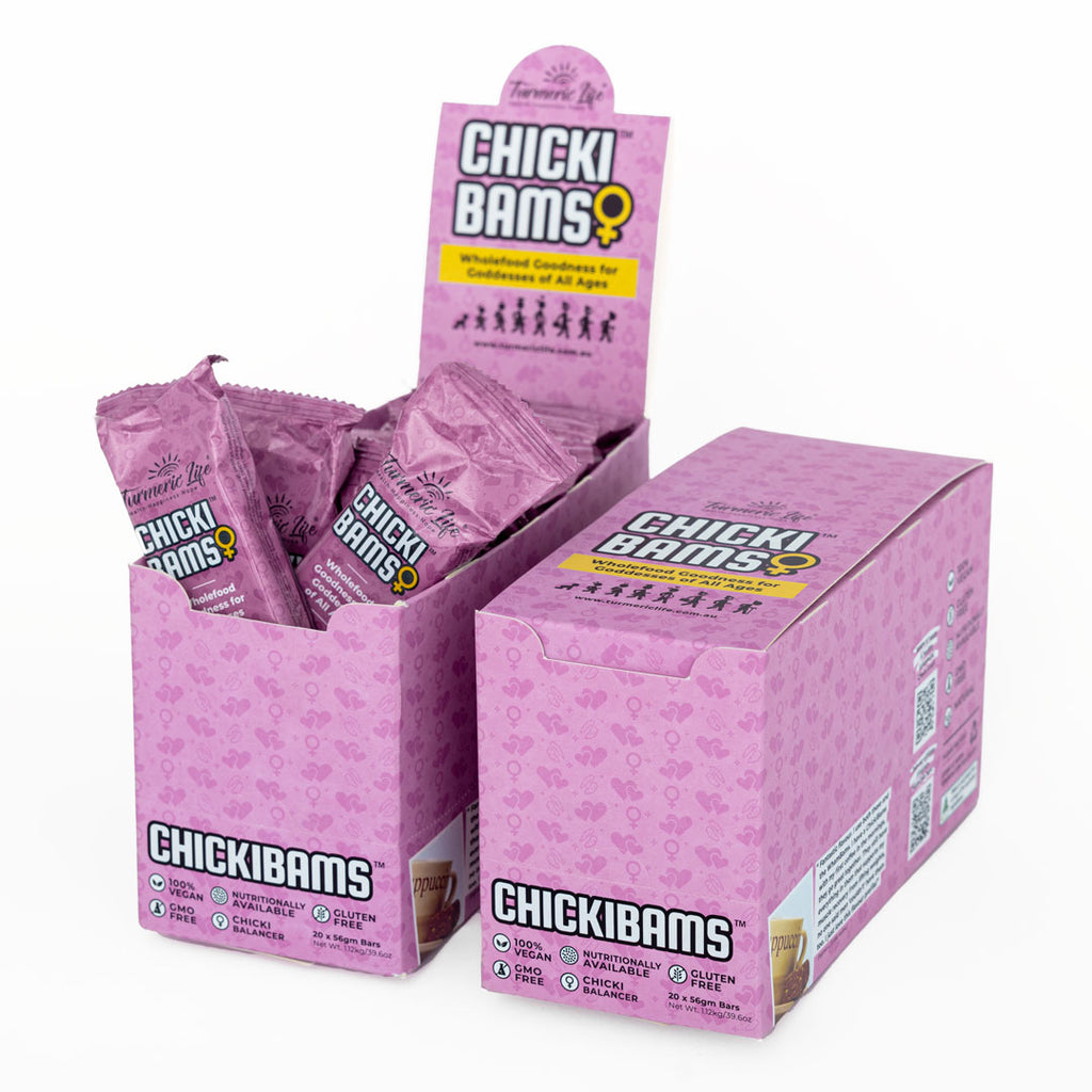 Chickibam Bars and Bites are made with all natural ingredients to optimise men and women’s health of all ages, Australian made and formulated by Dr. Doug English - Turmeric Life