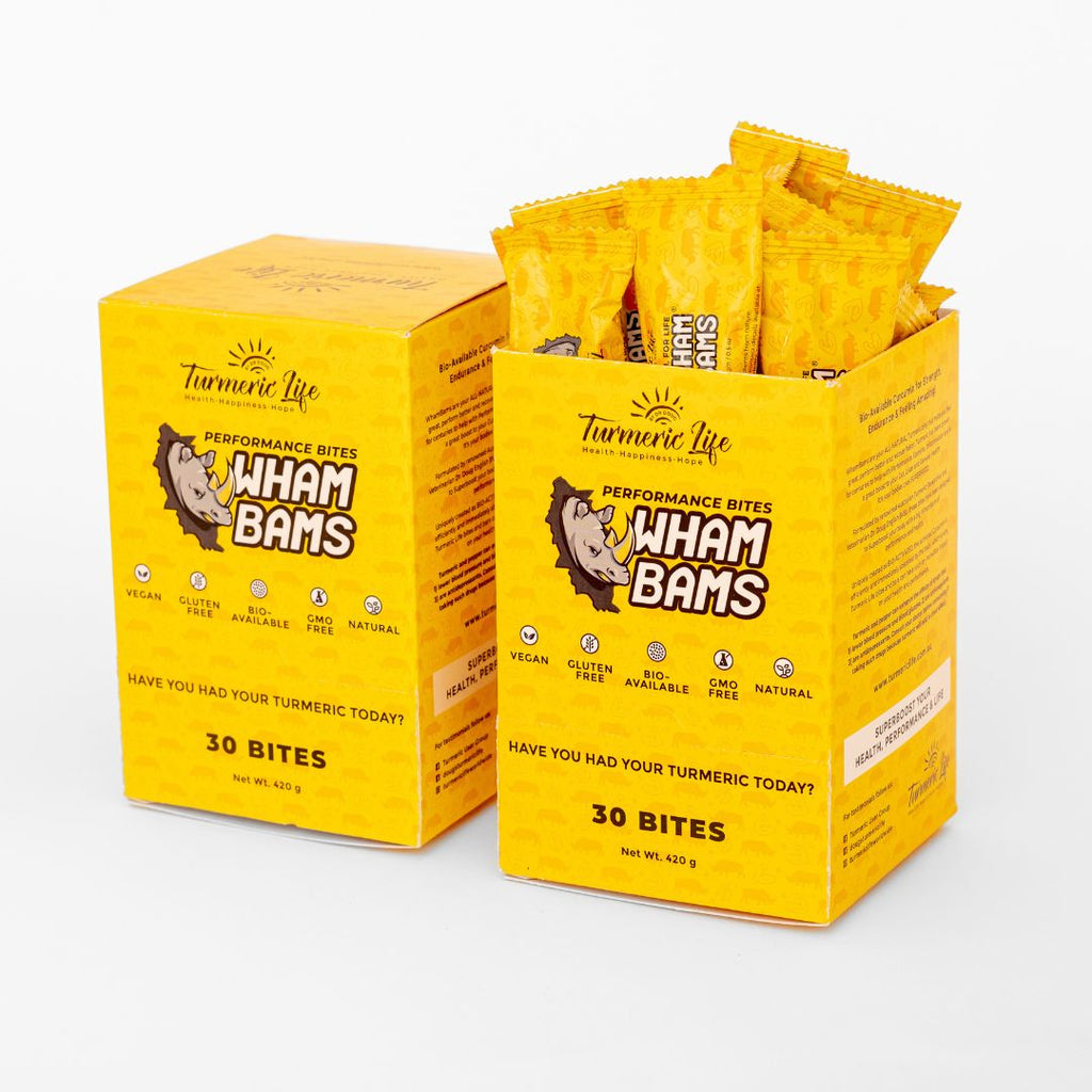 WhamBam Bites are made with all natural ingredients to optimise athletic performance, WhamBams are premium Turmeric wholefood bars designed with the athlete in mind